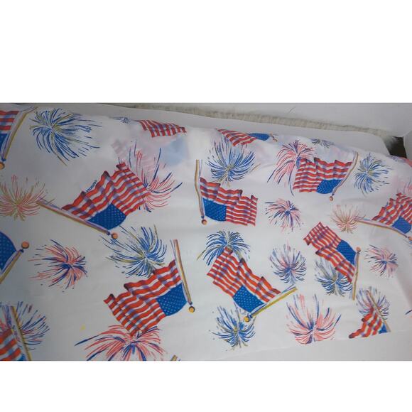 Vintage Amscan Fireworks Flags Plastic Tableroll Tablecloth New - Picture 9 of 10